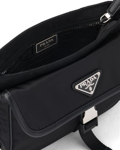 prada re-nylon and saffiano leather shoulder bag|saffiano leather prada monochrome bag.